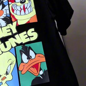 ✅ Dcavca-Mens Womens Short Sleeve regular fit cotton combed 24s character print front back Daffy printed T-shirt .C