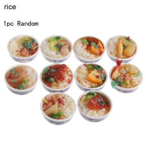 PETIBABY 1PC Random Chinese DIY Toys Rice Pastry Casserole Noodles Dessert Dollhouse Decoration Fake Food Kitchen Miniature Doll house