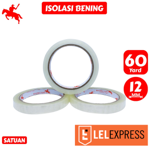 [TERMURAH] KSATRIA Tape Isolasi Bening 12mm / 24mm x 60 Yard -Pcs
