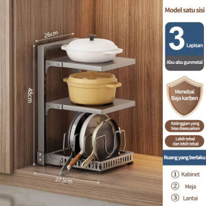 [COD]Rak Dapur Stainless Steel Rak Mount Panci Dapur Susun Rak Bawah Wastafel