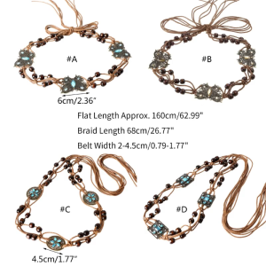 Phong Cách Bohemian thắt lưng bện Bông Sợi Dây Thừng Tất Cả Các Kết Hợp dải thắt eo Với Hạt Bướm Cho Ăn Mặc Giản Dị tiệc khiêu vũ