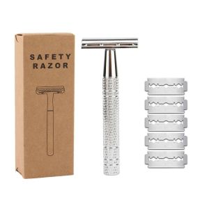 OMQAIO Classic Face Womens Mild Hair Removal Tool 5 Shaving Blades Manual Shaver Double Edge Razor Safety Razor Classic Men Shaving