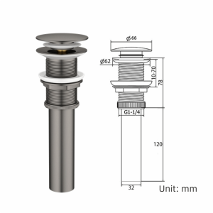 GROCERIY Stainless Steel Pop-Up Sink Drain Stopper Push-Button Control Tight Anti-Odor Seal Basin Drain Plug Durable EU Standard Bathroom Replacement Accessories Bathroom Basins
