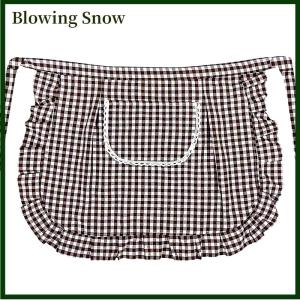 Blowing ผ้ากันเปื้อนทรงสี่เหลี่ยมผ้ากันเปื้อนครึ่งเอววัสดุผ้าฝ้ายกันคราบระบายอากาศได้ดีเสื้อผ้าทำงานทำอาหารที่บ้านอุปกรณ์ในครัว