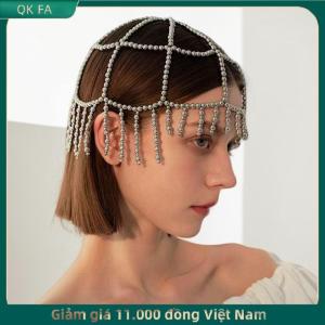 QK FA ✨ Thời trang lưới tóc phụ kiện hoàn toàn làm bằng tay ngọc trai hat chuỗi cô dâu đầu trang trí tua tóc thời trang chuỗi