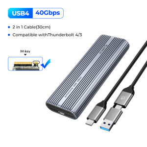 Vỏ bọc bằng nhôm Orico 40gbps usb4 M.2 NVMe SSD với quạt tích hợp hỗ trợ 8TB NVMe/PCIe 4.0 SSD & UASP/TRIM Tương thích với Thunderbolt 3/4 usb3.2/3.1/3.0 (ACOM2-U4)