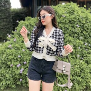 🌈MesubShop🌈เสื้อคลุมแขนยาว ผ้าไหมพรม สไตล์เกาหลีเกาใจ 🌎 แต่งโบว์ผูกช่วงอก ช่วงแขนมีจั๊มให้จ้า รุ่น รสนิยม