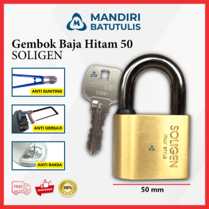 Gembok Baja Hitam 50 ANTI Potong / Air Raksa / Gergaji - ANTI MALING