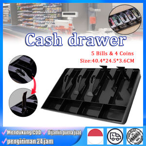 Cash Drawer Laci Uang Untuk Warung Cash Tray Laci Uang Kasir 4 Kotak Koin 5 Grid Tempat Uang Toko Keamanan Mendaftar Kotak Penyimpanan Memasukkan Baki