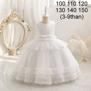 DRESS PESTA ANAK SABRINA WHITE LACE FLORAL 3D