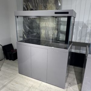 Premium Arowana Fish Tank – Stainless Steel Gray Aquarium with Bottom Sump System LED Lighting Pump & Touchscreen Cont