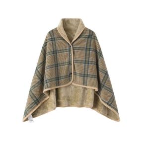 Plaid Fleece Blanket With Button Wearable Multifunction Thicken Warm Throw Blanket Office Shawl Soft Fleece Nap Air Conditioning Blanket Plush Sleeveless Blankets Cape Wrap Cover