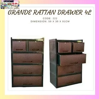 222 GRANDE RATTAN DRAWER 4L/SPACE SAVERS/ORGANIZER/LAGAYANNG DAMITWARDROBE/ELEGANT DESIGNCABINET/ MINIMAL DESIGN CABINET/RATTAN DESIGN CABINET RATTAN STYLEWARDROBEI DRAWER/ 4L DURABOX