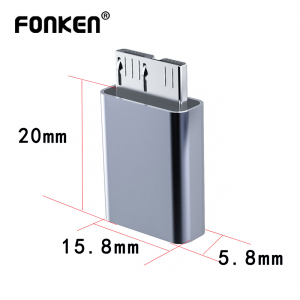 Fonken Type C 3.1 to Micro B 3.0 Adapter Type C Female to Micro B Male Fast Charge Super Speed Adapter for USB3.0 External Portable SSD HDD