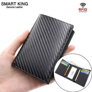 Smart King New Fashion Genuine Cow Leather Men Short Wallets Purse RFID Multi-Card Position Business Casual Muli-tifunction Trifold Mens Wallet Clutch Bag Card Clip
