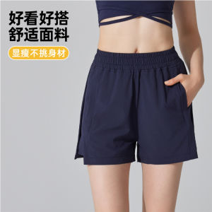 YueJi Loose Sport Short Pants Women High Waist Quick-drying Side Pocket Elastic Cycling Yoga Shorts