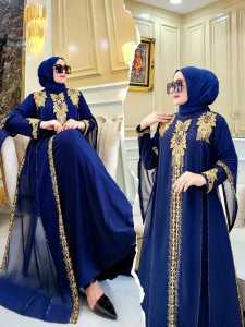 Gamis Abaya Turkey # Nakusha / Abaya Arab Hitam Jersey Mix Ceruti Bordir Mote Swarosky Turkey Model terbaru