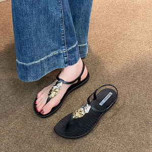 [Free Shipping] Same style new summer holiday style thin strap sandals with metal buckle and chunky heel for women one-strap high-heeled sandals