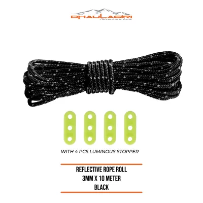 Dhaulagiri - Tali Prusik - Reflective Rope Roll 3MMx10M - Tali Multifungsi Untuk Flysheet Tenda dan Lainnya
