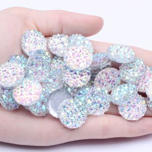 Large Round Crocodile Back AB Resin Rhinestones 18‑30mm Flat Back Gem Beads For DIY Craft Decoration