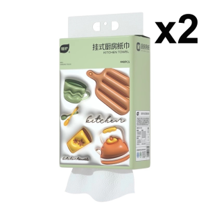 High Grade 4 pcs Botare Kitchen tissue towel Wall-mounted oil-absorbent tissue for cooking 440 sheets 2-ply/Tisu Dapur/厨房纸巾