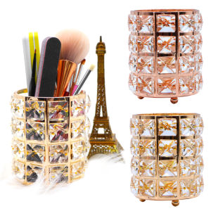 Crystal Makeup Brush Holder Makeup Tool Storage Container Eyeliner Pen Holder Crystal Clear Cosmetic Stand Box