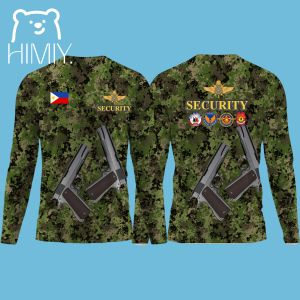 Camouflage Security Guard Uniform Long Sleeve Tshirts For Men Casual Loose And Comfortable Breathable Working Tops