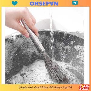 Chổi Cọ Nồi Cọ Chảo Inox Bàn Chải Chà Nồi Đánh Bóng Loại Bỏ Rỉ Sét Tiện Dụng Có Cán Cầm