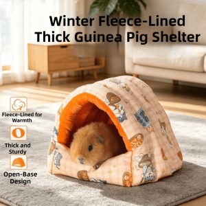FOUNDTWO Semi Closed Winter Hamster Cotton Nest Soft Thickened Rabbit Sleeping Nest Cute Cartoon Hamster Warm Nest Cold Weather