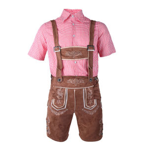 Male Oktoberfest Lederhosen Costume Bavarian Octoberfest German Beer Costume Shirt Suspender Shorts Hat Cosplay Costumes2026