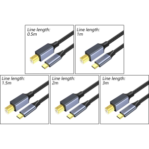 Type C to USB B Type B Printer Cable USB Cable Male to Male Printer Cable Printing Data Extension Adapter for Printer
