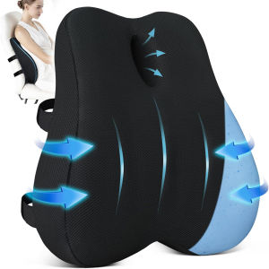 Lumbar Support Pillow for Office Chair Ergonomic Back Support Pillow with Dual Extension Straps for Car Couch Recliner Gaming Chair