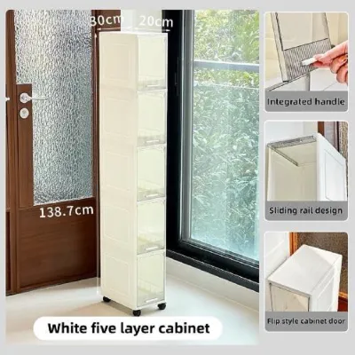 NEARER Storage Cabinet Locker Chest Multifunctional Locker Kitchen Cabinet Storage Box Durabox Plastic With wheels