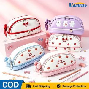 VIVOLILV Delivery from Manila🚚Cherry Themed Girly Pencil Case Simple Cute Stationery Bag Fashion Korean Style Pouch for School Girls