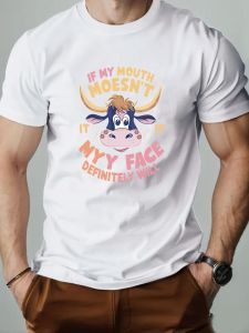 Man Short Sleeve T-shirt MYY FACE Cartoon elements Printing Mens Cotton O-Neck Casual Short Sleeve Summer Breathable Top Tees