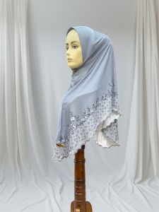 Elegant Floral Lace Instant Hijab with Embroidery Detail - Instant Hijab Collection
