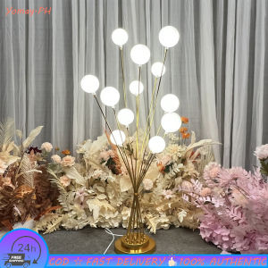 11 Heads/Set White Ball Road Lead Light Eedding Stage Iron Art Electric Gold Plated Wedding Props Floor Lamp Lighting