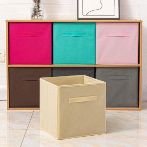 LMS70 จุได้มาก กล่องเก็บลูกบาศก์ พับเก็บได้ ผ้าไม่ทอ กล่องเก็บของสี่เหลี่ยม ง่ายๆ ไม่มีฝาปิด ตัวจัดระเบียบลิ้นชักตู้ บ้านในบ้าน