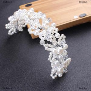 [COD] Biubiuni Cô Dâu đám cưới Headband pha lê hoa vương miện Vương Miện Ngọc Trai Rhinestone tóc ban nhạc