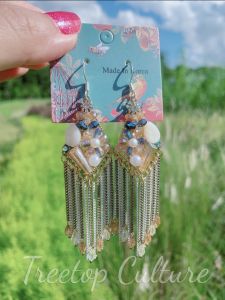 Treetop Culture Korean 925 Silver Needle Modern Gold Plated Long Dangle Foral Hoop Earring