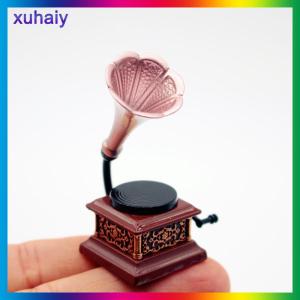 xuhaiy Dollhouse Vintage phonograph thu nhỏ Mô hình phòng khách phụ kiện của Nhà búp bê trang trí trẻ em giả vờ chơi đồ chơi đồ trang trí quà tặng