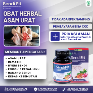 Sendifit - Obat Asam Urat Kolesterol Rematik Nyeri Sendi Sakit Lutut Encok Sakit Pinggang Saraf Kejepit Kaki Kebas Kesemutan Jari Kaku Radang Sendi Nyeri Otot Pegal Linu Isi 50 Kapsul