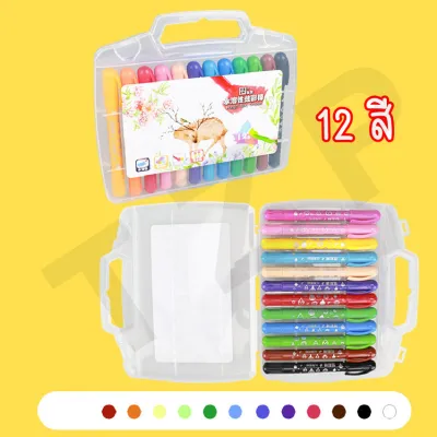 BABYmall สีเทียนเกาหลี สีเทียนปลอดสารพิษ ล้างออกได้ สีเทียนระบายน้ำ ดินสอสี ระบายน้ำ สีสันสดใส แท่งใหญ่ ใช้งานง่าย พร้อมส่ง