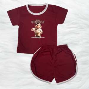 Setelan Kaos Anak Perempuan Celana Pendek Gambar Kartun PRABOWO 2024 GEMOY Umur 6 Bulan - 7 Tahun