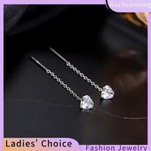 [COD] liuchuanbing Jewellery 1PC Zircon Dây Tai Trái Tim Sao Bông Tai Dài Tính Khí Đa Năng Tua Zircon Bông Tai Cho Phụ Nữ Cưới Đồ Trang Sức