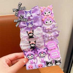 18pcs Set Kawaii Hair Ties Anime Hair Ring Ornaments Cinnamoroll My Melody Kuromi Hair Rope Cartoon Accessories Girl Gift
