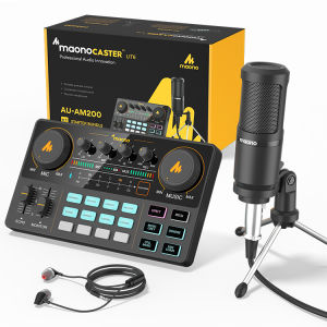 Manila stock MAONO MAONOCASTER AM200-S1 Original Soundcard Condenser Microphone Full Set Professional Complete Set for Live Streaming Recording Studio PC TiKTok