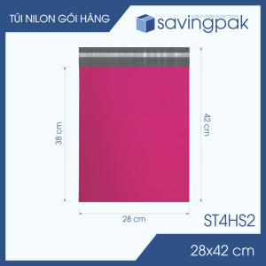 ST4HS2 - 28x42 cm - Combo 50 túi nilon gói hàng 2 lớp túi niêm phong giao hàng - Hồng cánh sen