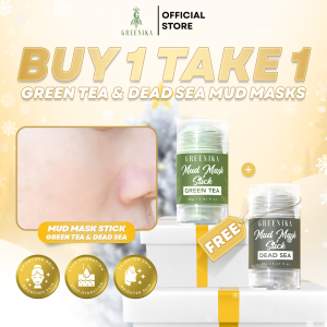 [ BUY 1 TAKE 1 CLAY MASK ] Greenika Dead Sea Mud Mask Stick + Green Tea Mud Mask Stick – Blackhead Remover Hydrating & Detoxifying Face Mask Anti Acne & Oil Control & Anti-Aging Mud Stick Christmas Gift Ideas for Women Christmas Gift for Women