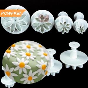 【PCWFKef】 4x khuôn bánh ngọt Kẹo mềm trang trí Sugarcraft khuôn bánh quy Máy cắt hoa cúc